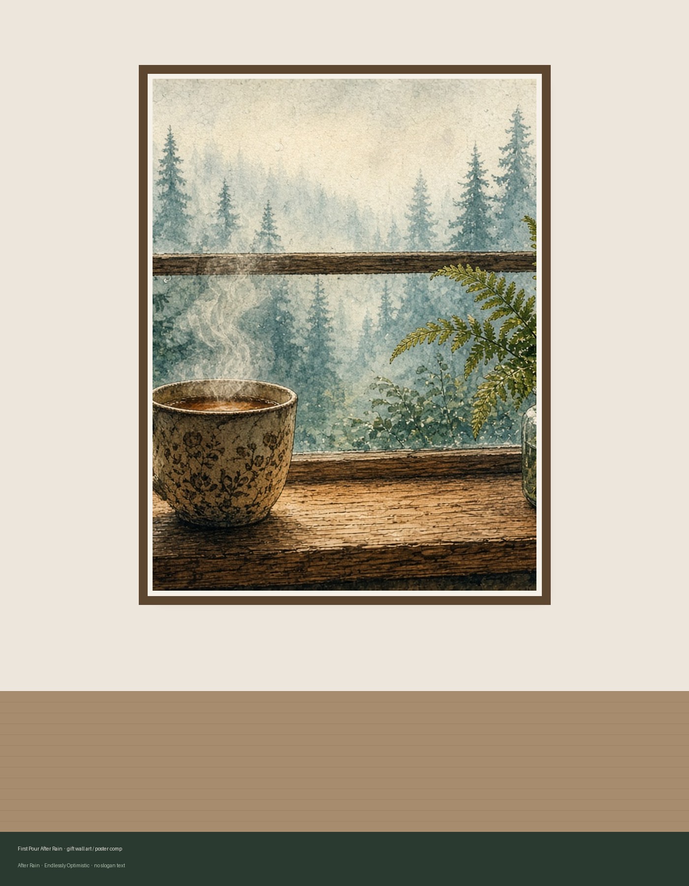 First Pour poster in a framed cabin setting